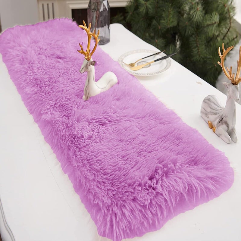 PICKKART Table Runner for 4 Seater Table - 5' x 1' Size , Fur Soft Material (Mauve) - Image 2