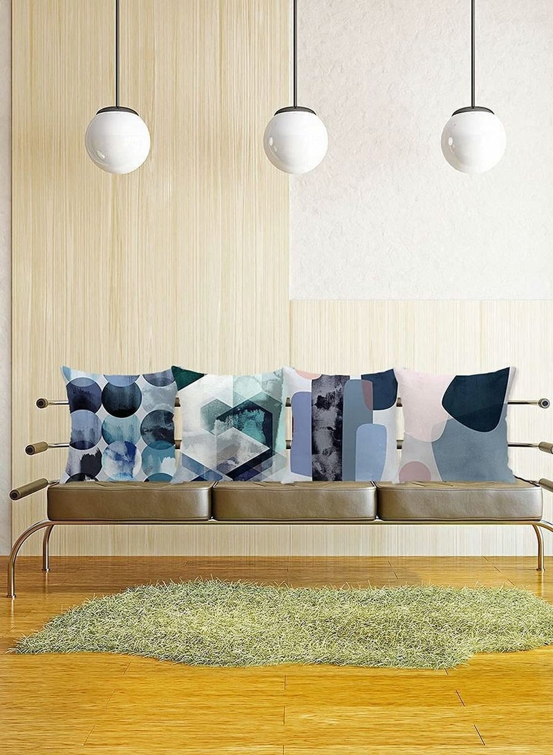 SYOSI مجموعة أغطية رمي زخرفية لأريكة زهور زرقاء، مثالية للاستخدام في فناء خارجي وحديقة وصالة معيشة وأريكة منزل ريفي ومقاعد سيارات، ديكور منزلي 18 × 18 سم، 4 قطع - Image 2