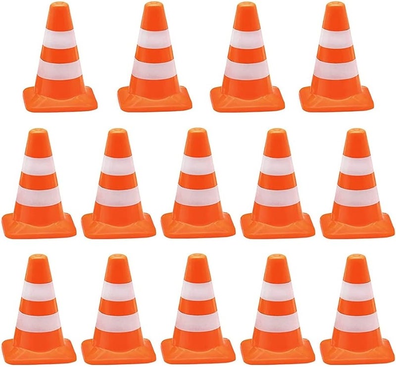 14 Pcs Mini Safety Cones Road Parking Signs Traffic Warning Set Orange - Image 1