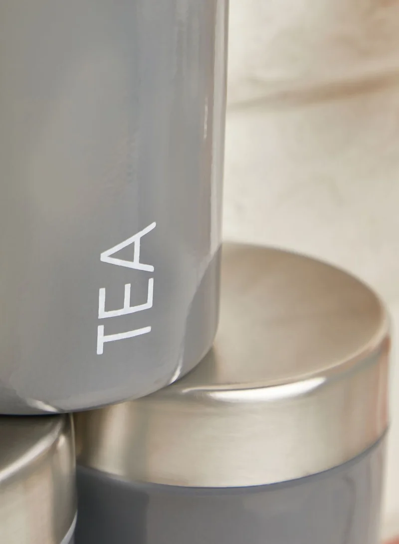 Premier Liberty Set Of 3 Grey Enamel Canisters