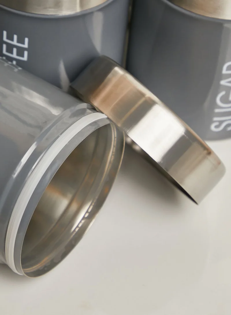 Premier Liberty Set Of 3 Grey Enamel Canisters