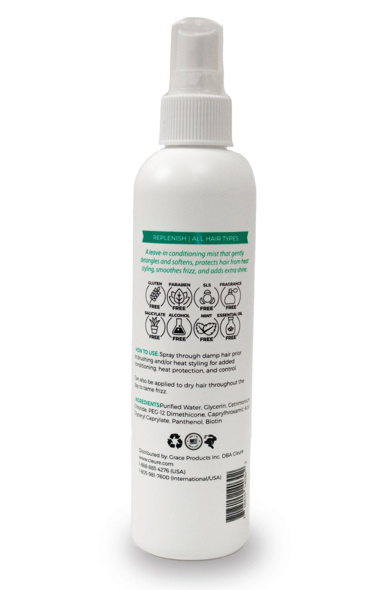 Cleure Fragrance Free Leave-In Conditioner for Dry, Frizzy, Straight & Curly Hair - Hypoallergenic Hair Detangler Spray for Sensitive Skin (8 fl oz, Pack of 1) - Image 2