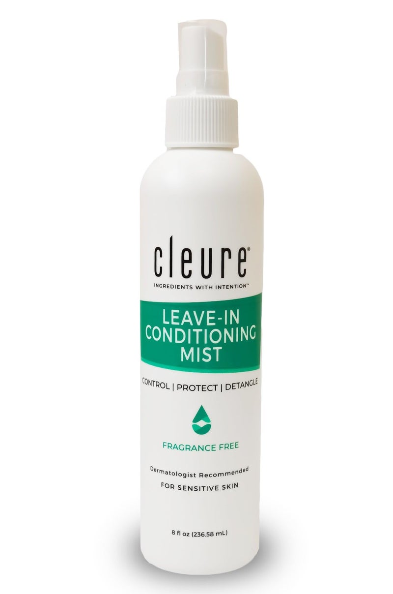 Cleure Fragrance Free Leave-In Conditioner for Dry, Frizzy, Straight & Curly Hair - Hypoallergenic Hair Detangler Spray for Sensitive Skin (8 fl oz, Pack of 1) - Image 1