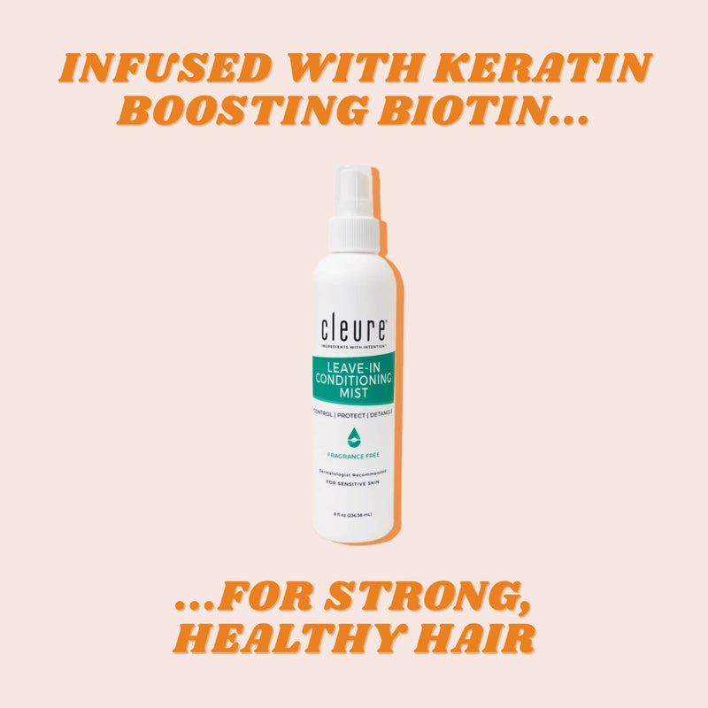 Cleure Fragrance Free Leave-In Conditioner for Dry, Frizzy, Straight & Curly Hair - Hypoallergenic Hair Detangler Spray for Sensitive Skin (8 fl oz, Pack of 1) - Image 3