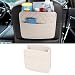 Tioollev Car Seat Back Organizer PU Leather Vehicle Backseat Hanging Storage Pocket Multipurpose Auto Travel Essentials Accessories for Kids Adults Universal for Most Cars Beige - Image 2