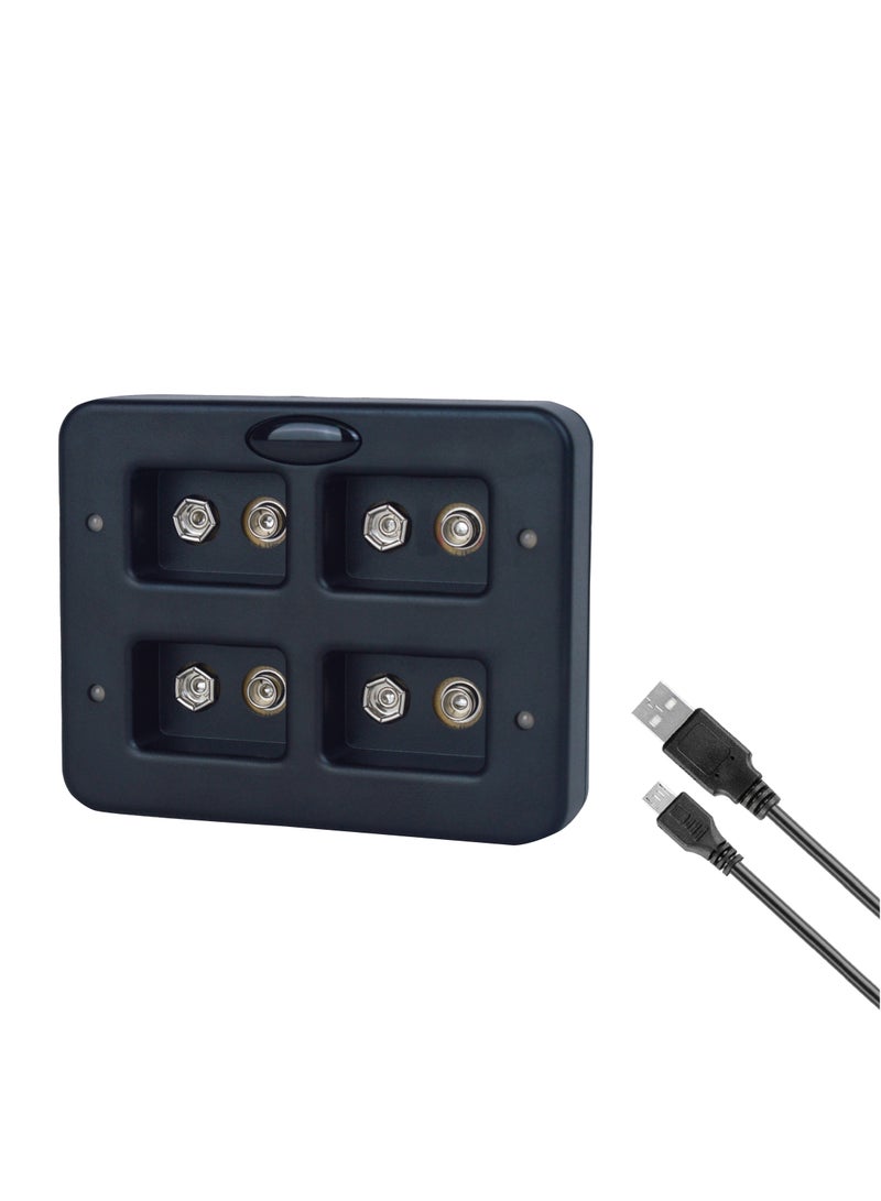 DMK Power 9V Battery Charger, 4-slot 9V Quick Rechargeable Li-ion/Ni-Mh/Ni-Cd Fast charger with LED indicator for PP3 6LR61 9V Lithium Battery,Built-in Protection Board(TC-Q94) - Image 1