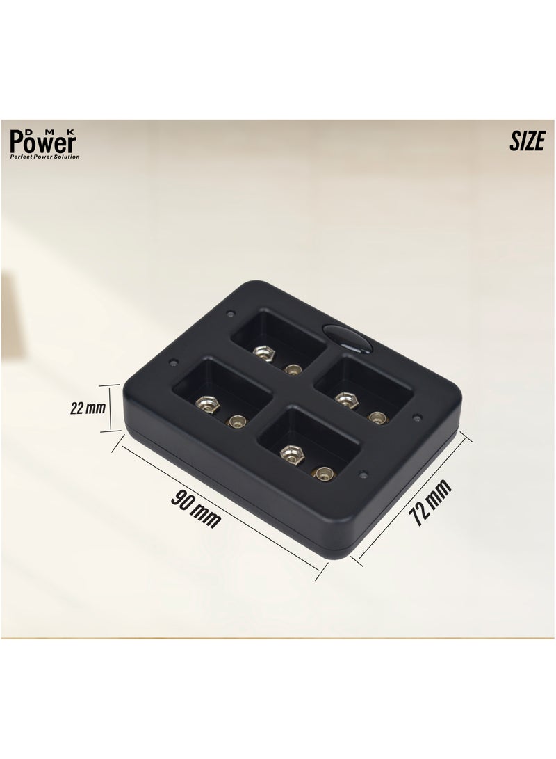 DMK Power 9V Battery Charger, 4-slot 9V Quick Rechargeable Li-ion/Ni-Mh/Ni-Cd Fast charger with LED indicator for PP3 6LR61 9V Lithium Battery,Built-in Protection Board(TC-Q94) - Image 2