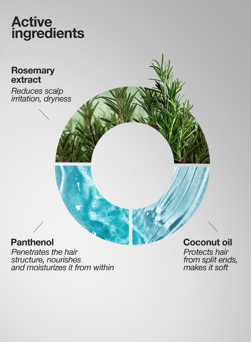 تاش بلسم إكليل الجبل والبيوتين المغذي | تركيبة خالية من الكبريتات والسيليكون عديمة الوزن | 72 ساعة نعومة والتحكم في التجعد والدفاع عن الكسر | درجة الحموضة 4.5 غير دهني | 300 مل - Image 3