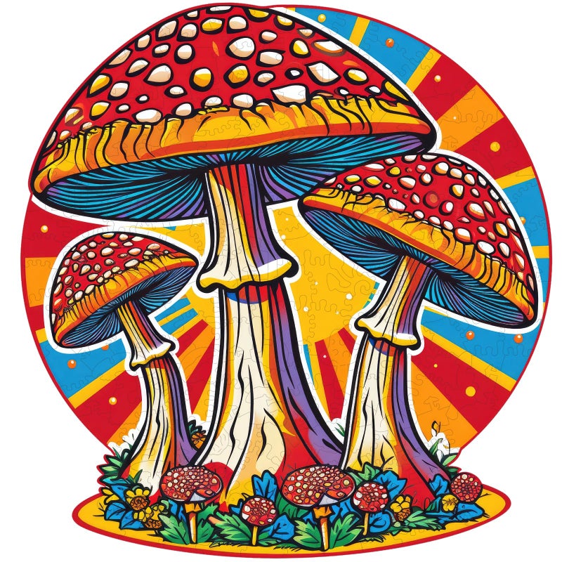 Mys Aurora Mushroom Wooden Puzzles for Adults 200 Piece Unique Shaped Wood Jigsaw Puzzles for Adults and Kids Fun Challenging Puzzles Family Game Gift Medium 112 x 107 - Image 3