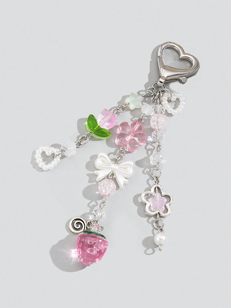 ميدالية مفاتيح بناتي بتصميم فواكه وزهور وقوس – اكسسوار شنطة لطيف - Image 2