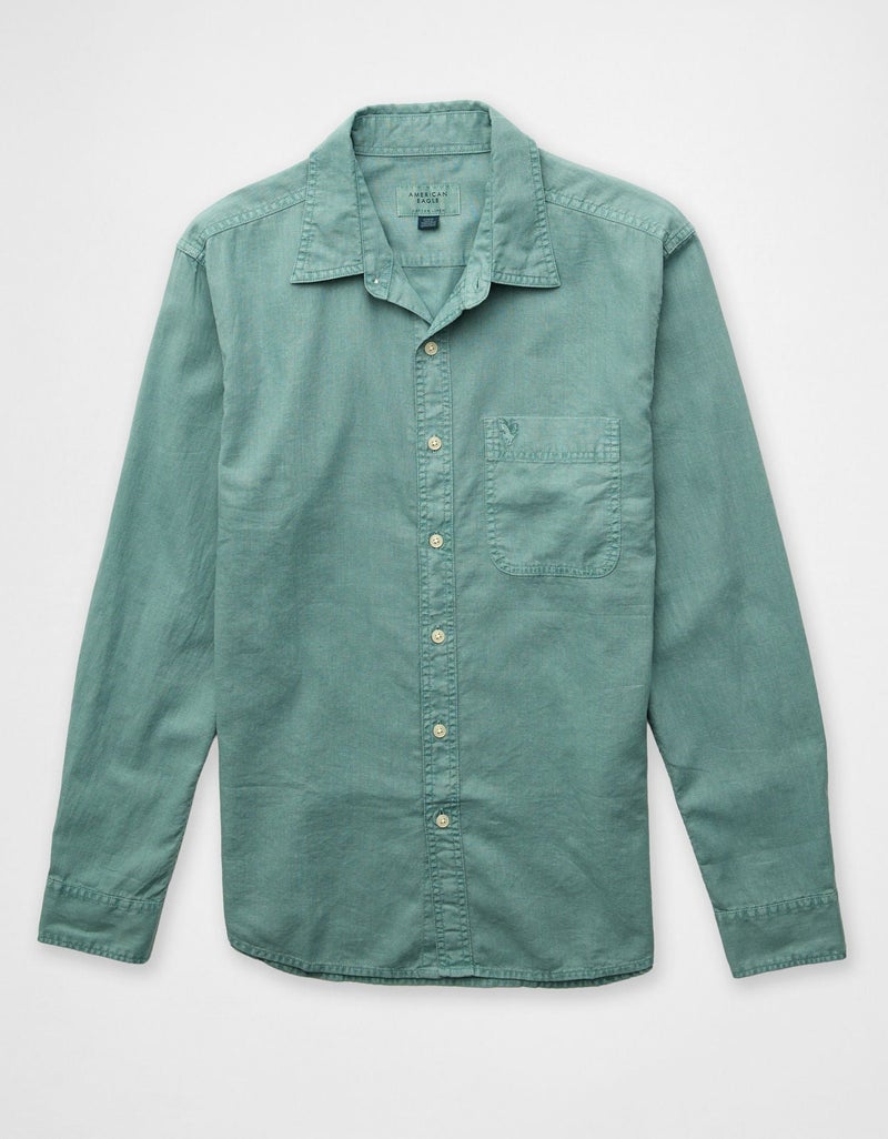 American Eagle AE Everyday Button-Up Linen Shirt - Image 3