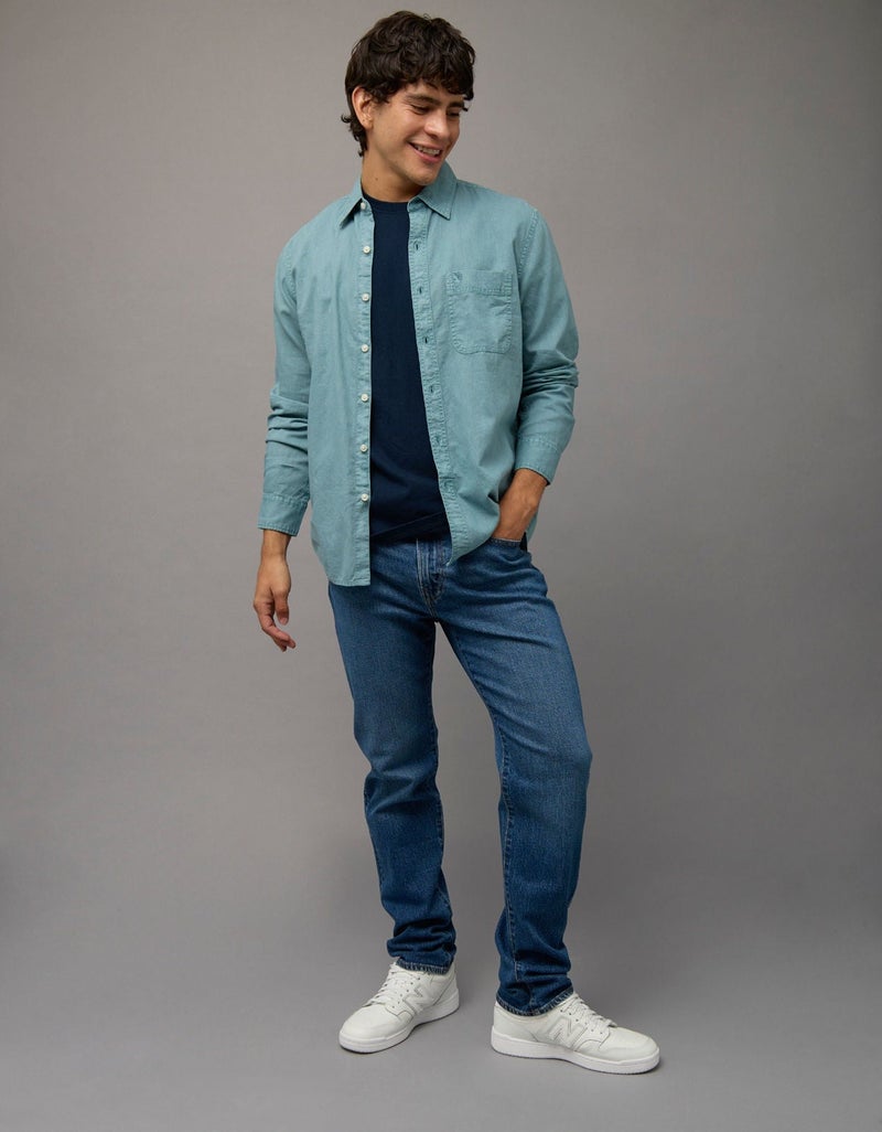 American Eagle AE Everyday Button-Up Linen Shirt - Image 1