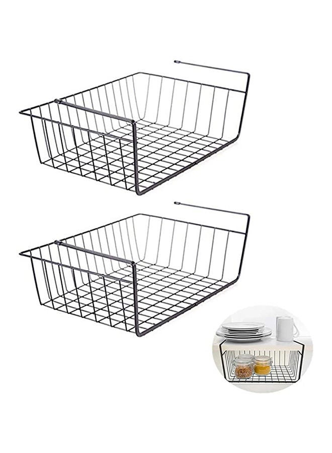 AKDC AKDC Metal Under Shelf Hanging Storage Bin Basket  - Large Pack of 2 (Black) (Black)  - Image 1