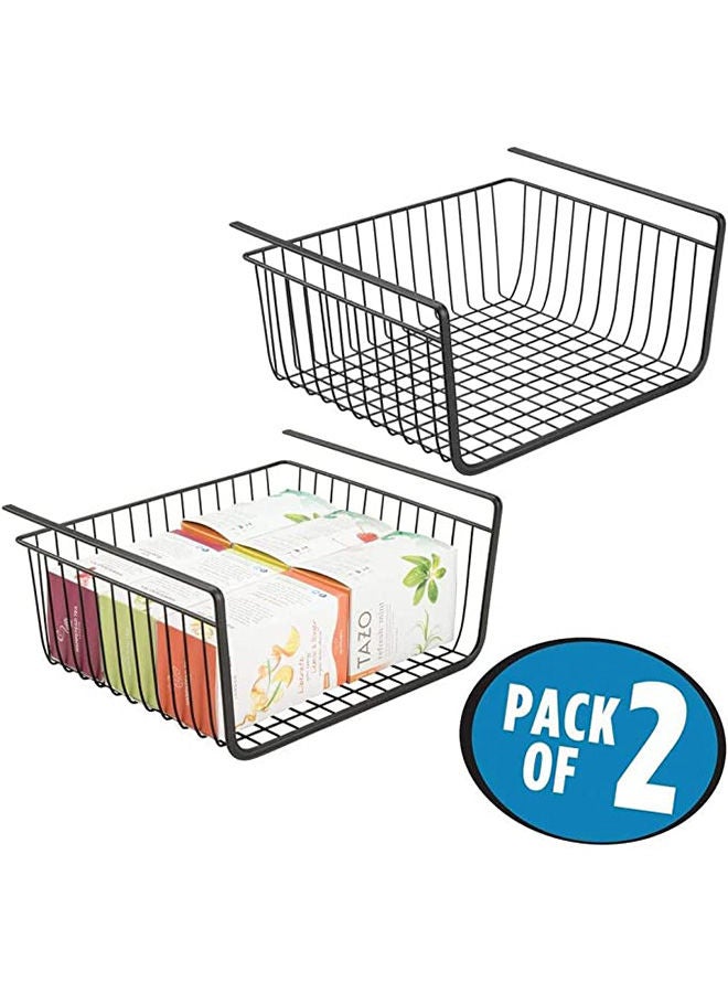 AKDC AKDC Metal Under Shelf Hanging Storage Bin Basket  - Large Pack of 2 (Black) (Black)  - Image 5