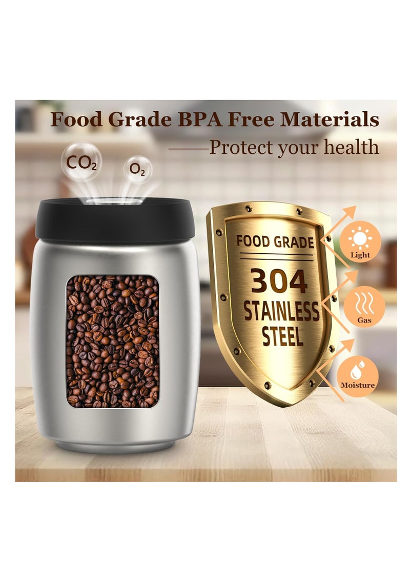 KASTWAVE 800ml Coffee Vacuum Canister, Food Storage Jars, 10.7ozStainless Steel Coffee bean Container, Food Storage Container with Airtight Lid, Push Out Excess Air Preserve Food Freshness  - Image 2