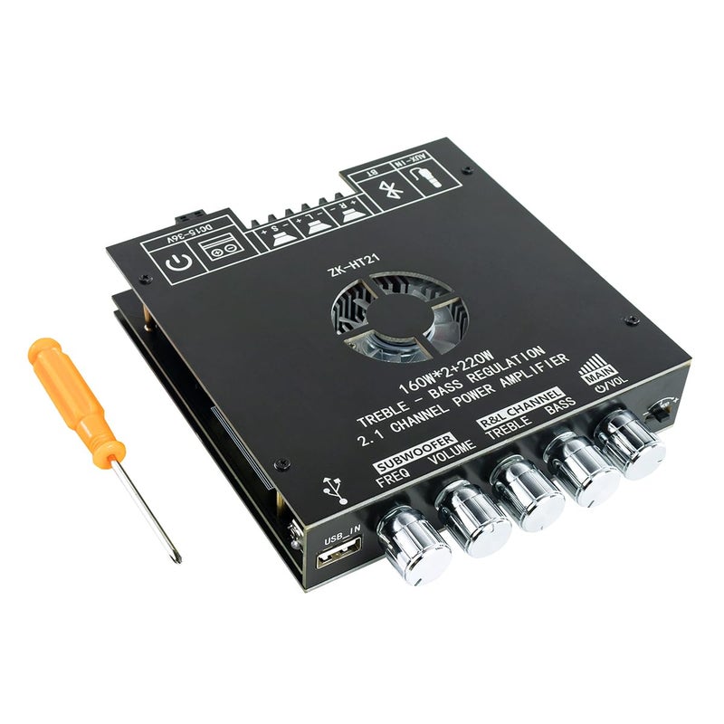 Hosyond لوحة مضخم الصوت ZK-HT21 TDA7498E بلوتوث 160 واط × 2 + 220 واط مضخم صوت فرعي 2.1 قناة مع تحكم في التريبل والبيس لمكبرات الصوت DIY - Image 1