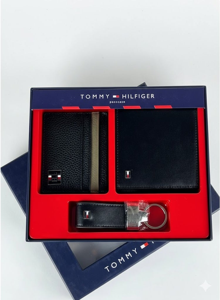 Hilfiger Denim مجموعة محفظة رجالية من تومي هيلفيغر، وكرات، وسلسلة مفاتيح - Image 1