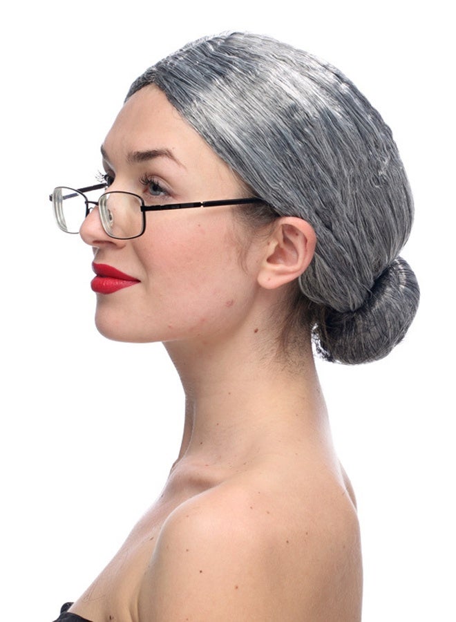 Old Lady Wig Costume for Women 100 Days of School Costume for Kids Girls Grandma Granny Costume Wig for Cosplay Grey - Image 5