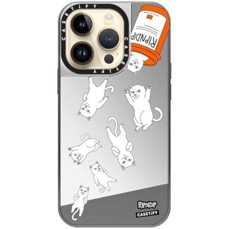 Casetify Mirror Case for iPhone 14 Pro 【RipNDip Colab/Reflective / 4.9ft Drop Protection/Compatible with Magsafe】 - Nermal Pills - Silver on Silver - Image 4