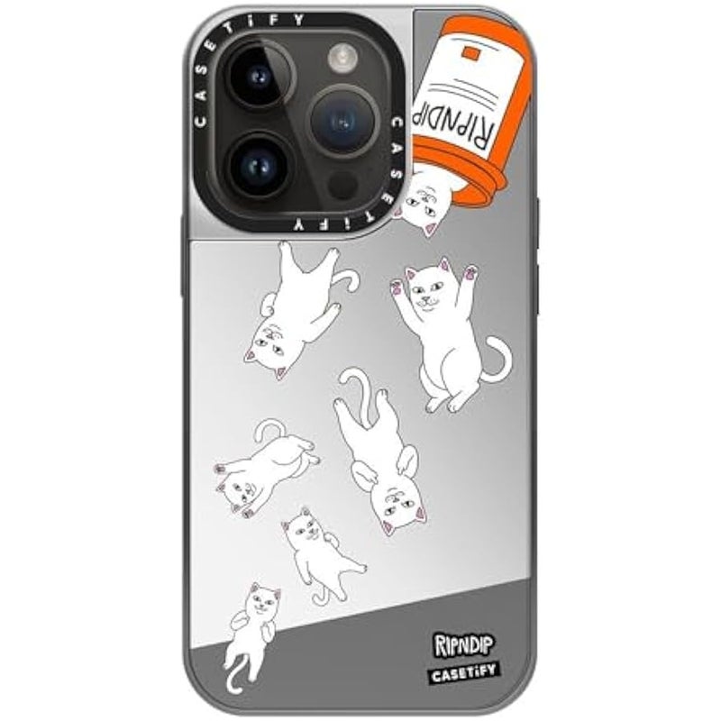 Casetify Mirror Case for iPhone 14 Pro 【RipNDip Colab/Reflective / 4.9ft Drop Protection/Compatible with Magsafe】 - Nermal Pills - Silver on Silver - Image 3