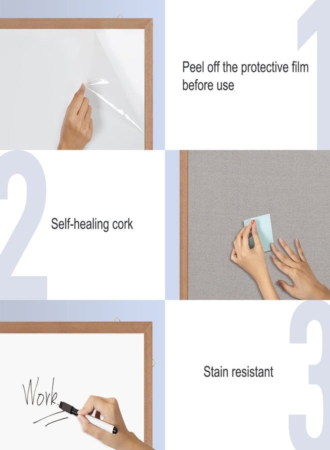 Miou Grey Felt Bulletin/Dry Erase White Combo Board, 24" X 18“ Combination Whiteboard/Bulletin Board, Pin Board with Natural Wood Frame… - Image 3