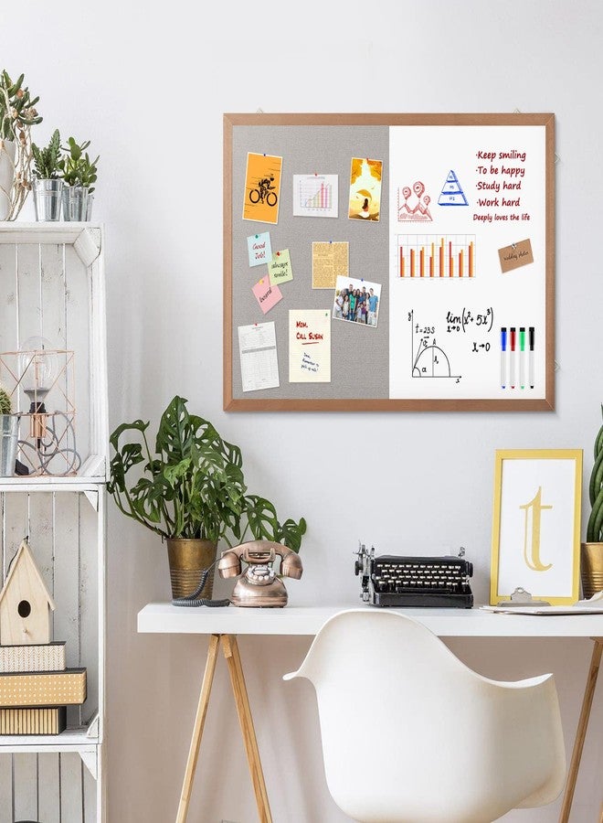 Miou Grey Felt Bulletin/Dry Erase White Combo Board, 24" X 18“ Combination Whiteboard/Bulletin Board, Pin Board with Natural Wood Frame… - Image 4