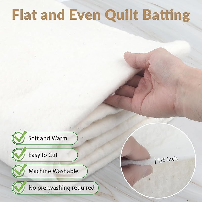 Hoiny Natural Cotton Quilt Batting, 47 x 59 Inch Lightweight & All-Season Batting for Quilting, Sewing, Crafts, DIY Projects, 200 GSM - Image 4