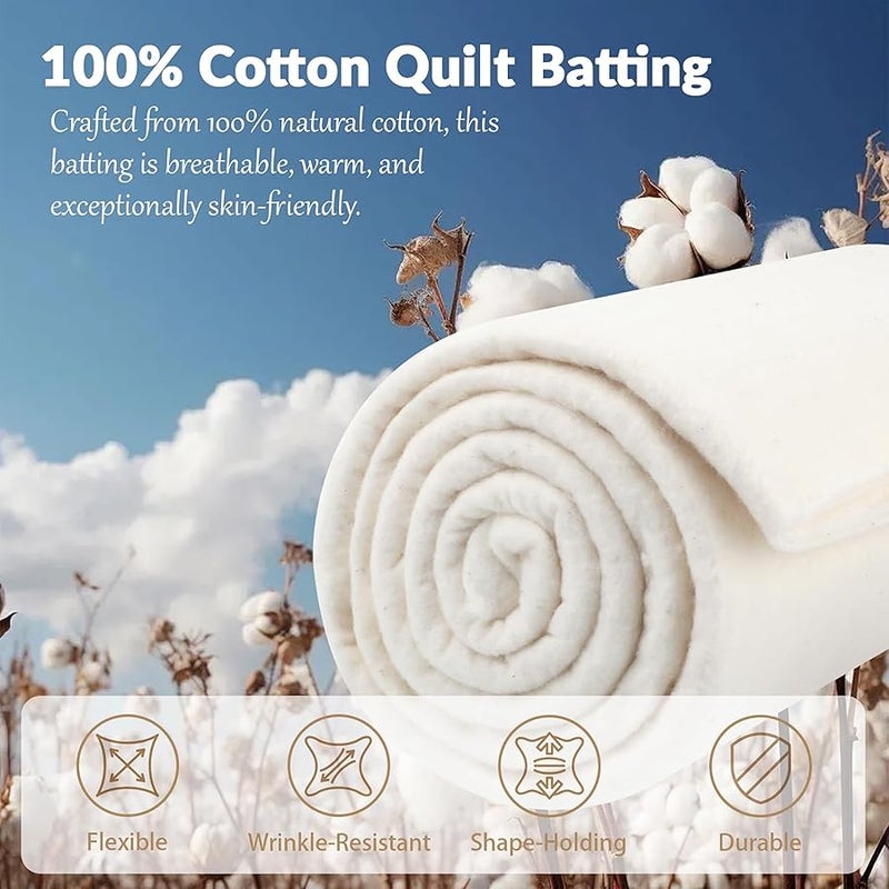 Hoiny Natural Cotton Quilt Batting, 47 x 59 Inch Lightweight & All-Season Batting for Quilting, Sewing, Crafts, DIY Projects, 200 GSM - Image 5