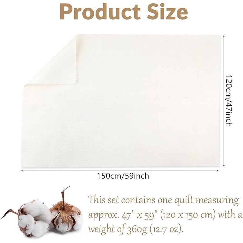 Hoiny Natural Cotton Quilt Batting, 47 x 59 Inch Lightweight & All-Season Batting for Quilting, Sewing, Crafts, DIY Projects, 200 GSM - Image 2