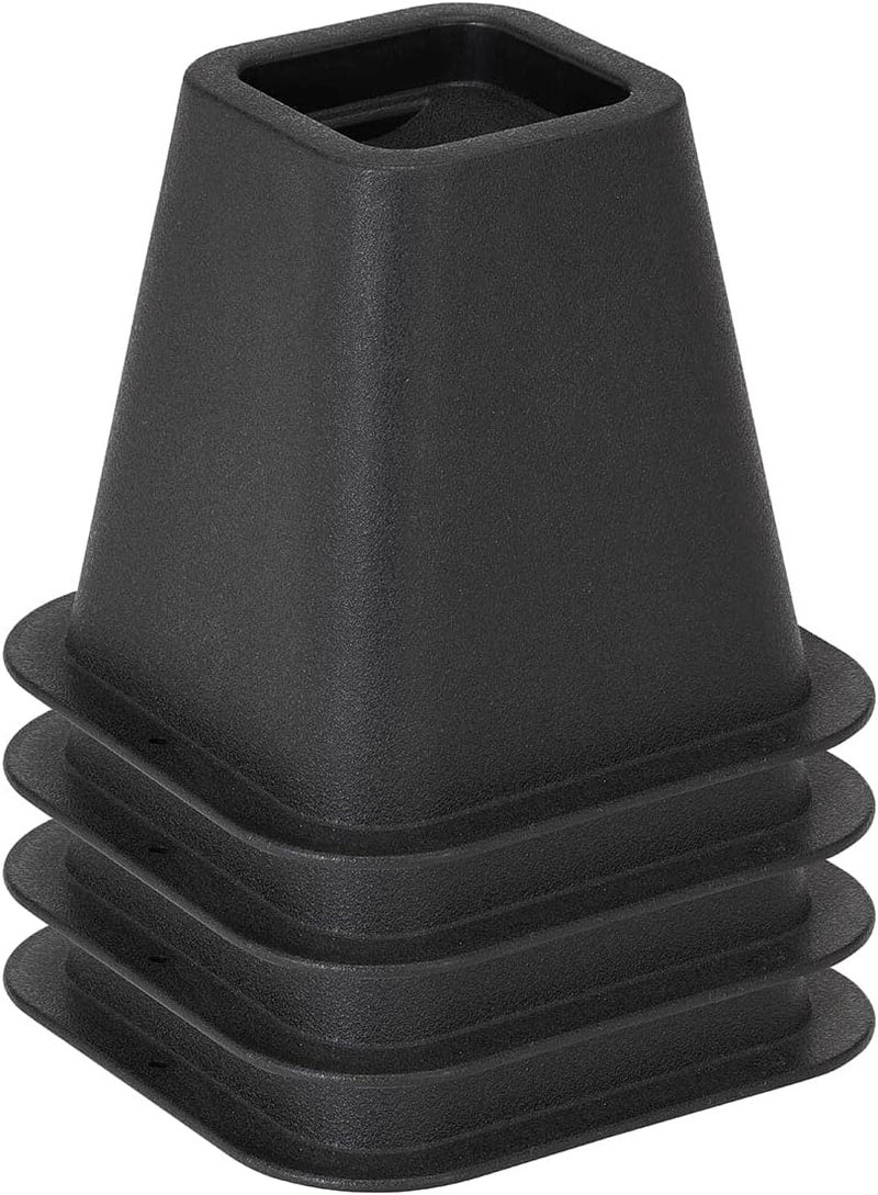 Simplify 6 Inch Bed Riser | Pack of 4 | Bed & Furniture Lifter Wheel Grooves | Under-Bed Storage | Bedroom & Dorm | Black - Image 1