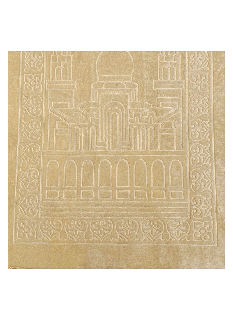 Fabienne - Anti-Slip Velvet Top Prayer Mat Golden Beige 80x120 cm - Image 1
