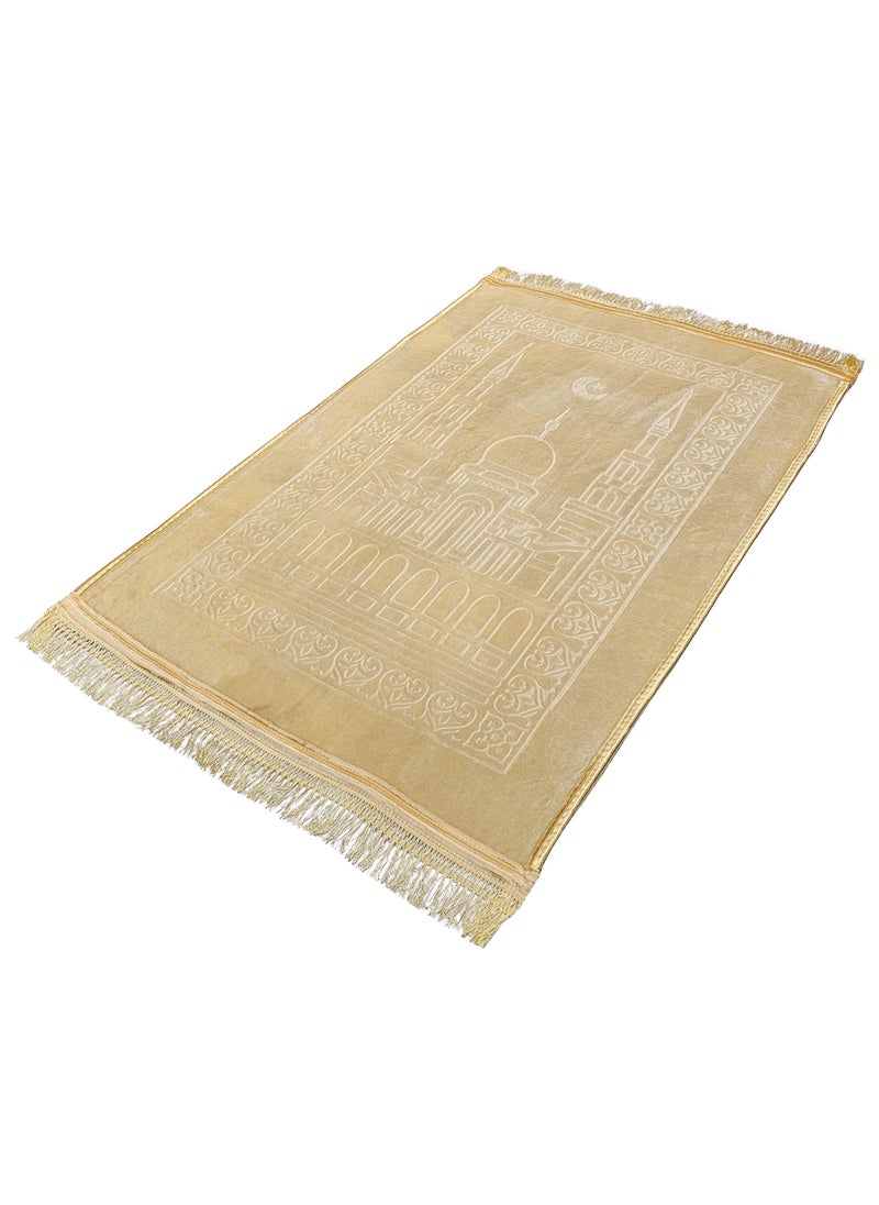 Fabienne - Anti-Slip Velvet Top Prayer Mat Golden Beige 80x120 cm - Image 1