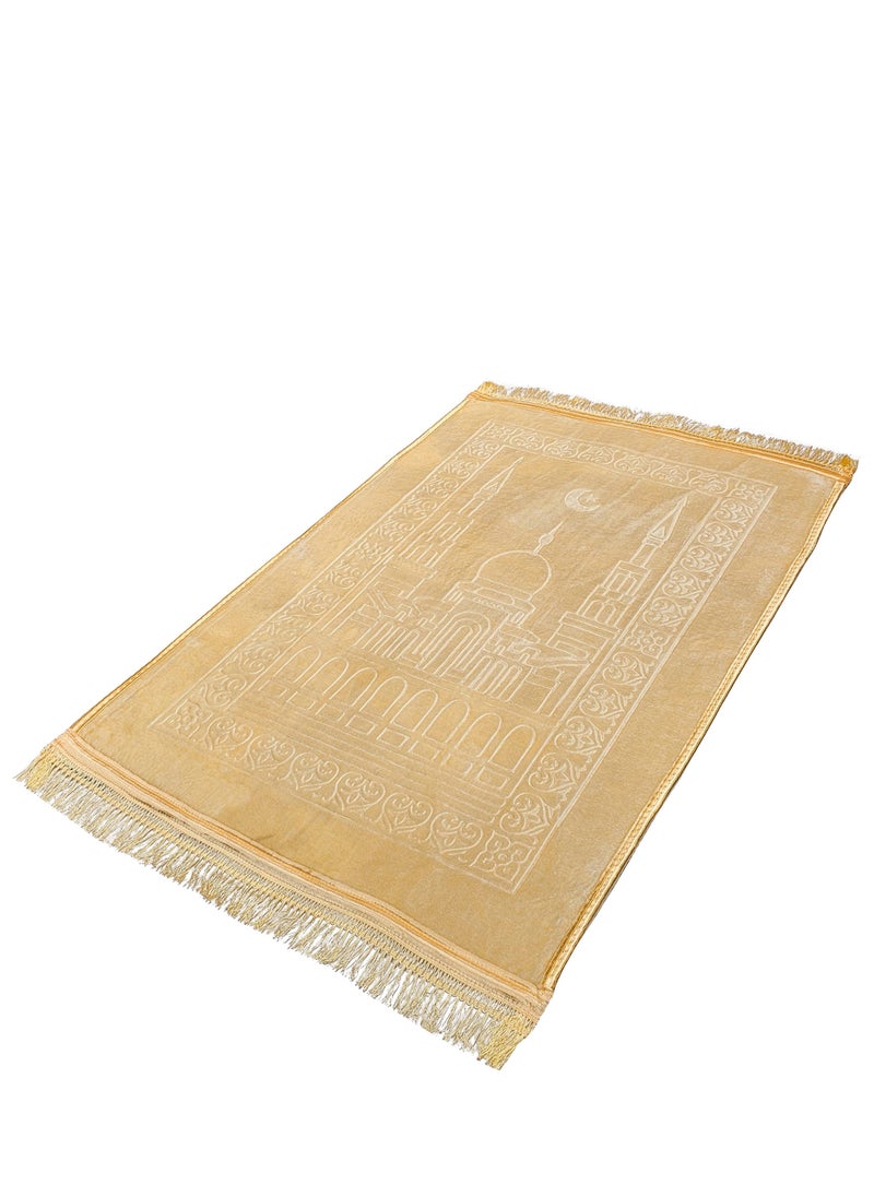 Fabienne - Anti-Slip Velvet Top Prayer Mat Golden Beige 80x120 cm - Image 1