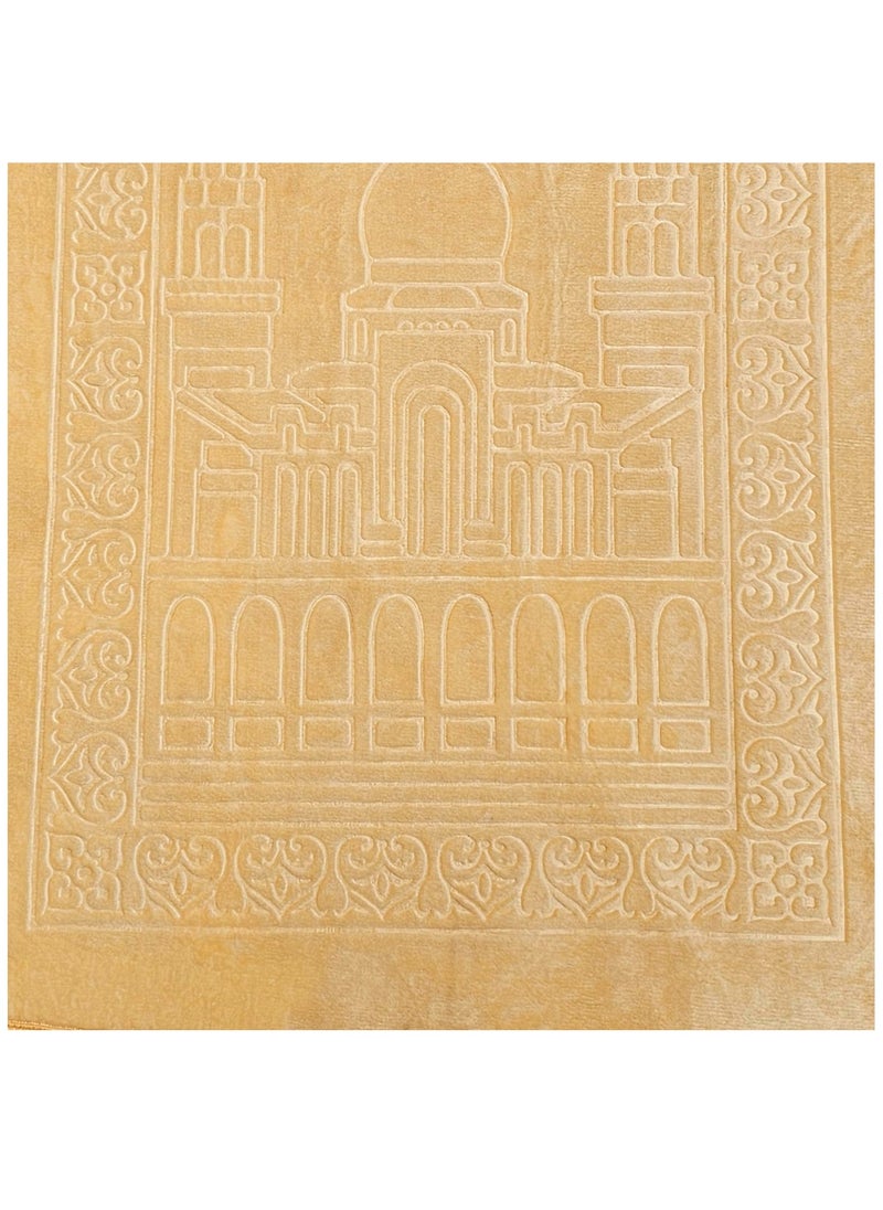 Fabienne - Anti-Slip Velvet Top Prayer Mat Golden Beige 80x120 cm - Image 1