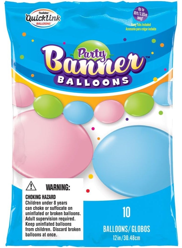 Qualatex Quicklink Party Balloon Banner Upto 10Ft 10 Pcs 12 Inch - Image 1