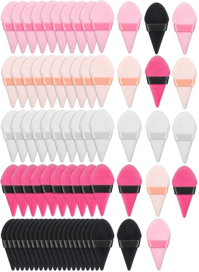 DATNASAYAD 74 Pieces Triangle Cosmetic Loose Powder Puffs Washable Reusable Soft Plush Foundation Sponge for Face Body Wet Dry Makeup Tool- Multicolor Pack of 74 - Image 1