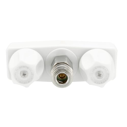 RecPro RV Exterior Faucet Hot/Cold | High Pressure Sprayer | Metal | Optional Flex Spout | RV Exterior Shower Faucet | RV Exterior Sprayer Faucet (No Flex Spout, White) - Image 2