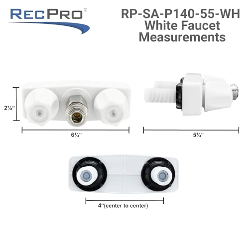 RecPro RV Exterior Faucet Hot/Cold | High Pressure Sprayer | Metal | Optional Flex Spout | RV Exterior Shower Faucet | RV Exterior Sprayer Faucet (No Flex Spout, White) - Image 5