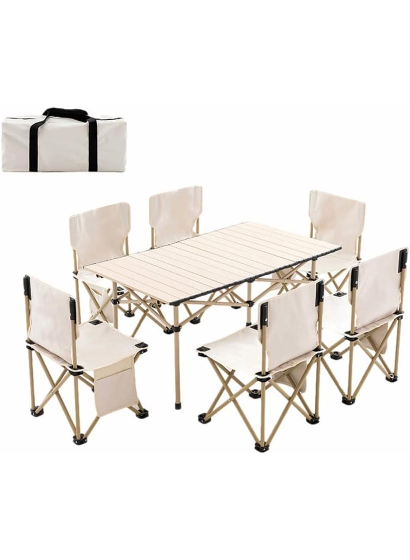 DubaiGallery Folding Table & Chair Set, Portable Aluminum Alloy Picnic Table Chairs, with Carrying Bag, for Patio Garden Lawn Hiking Beach - Image 1