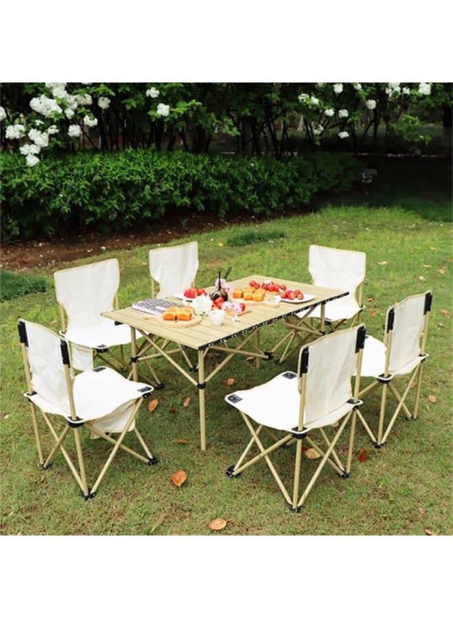 DubaiGallery Folding Table & Chair Set, Portable Aluminum Alloy Picnic Table Chairs, with Carrying Bag, for Patio Garden Lawn Hiking Beach - Image 2