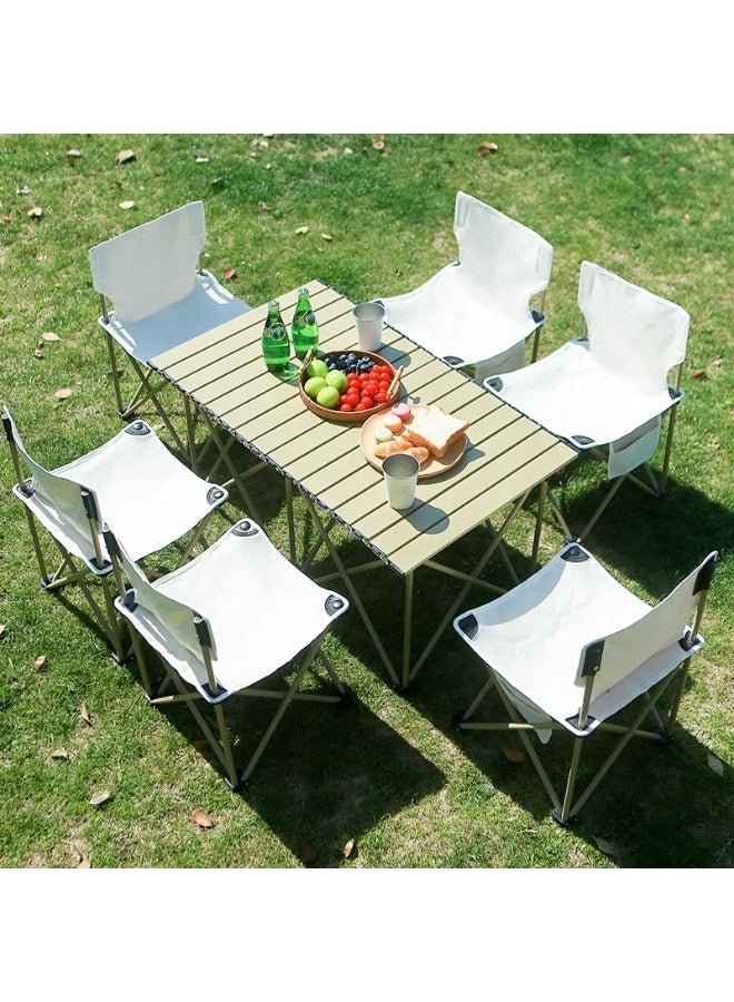 DubaiGallery Folding Table & Chair Set, Portable Aluminum Alloy Picnic Table Chairs, with Carrying Bag, for Patio Garden Lawn Hiking Beach - Image 4