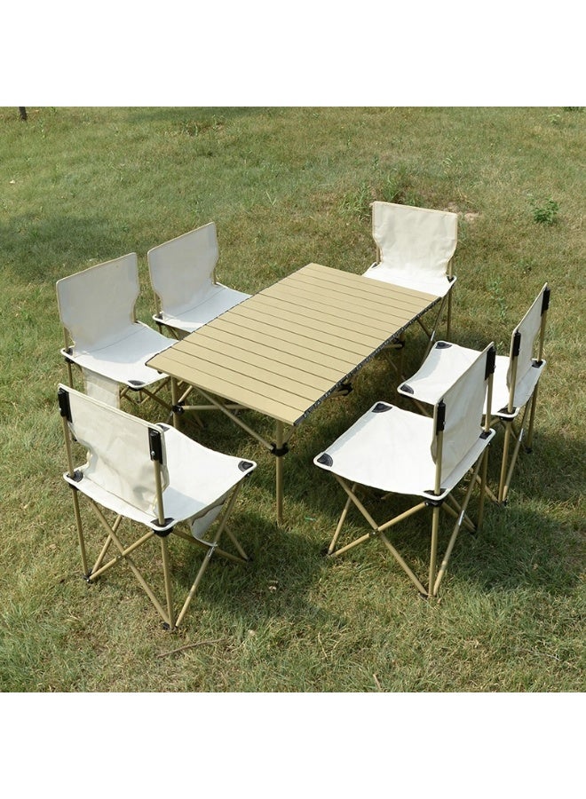 DubaiGallery Folding Table & Chair Set, Portable Aluminum Alloy Picnic Table Chairs, with Carrying Bag, for Patio Garden Lawn Hiking Beach - Image 3