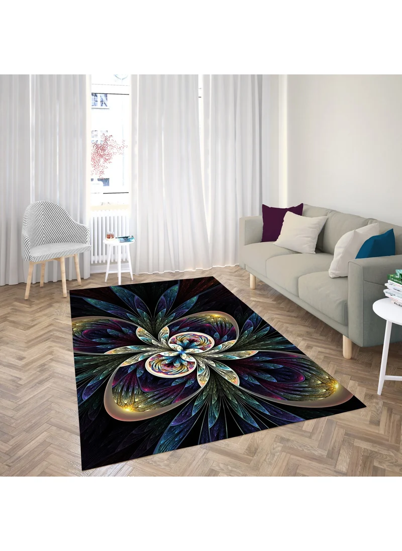Vagonik Wagonik Ethnic Mandala Patterned Digital Printed Carpet Non-Slip Based Washable Carpet