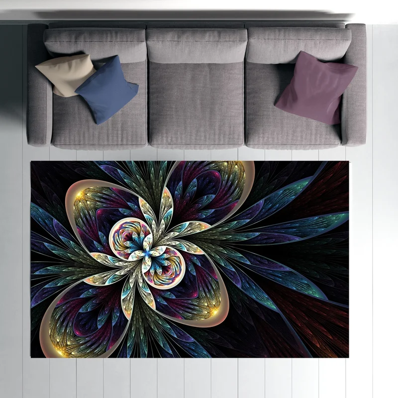 Vagonik Wagonik Ethnic Mandala Patterned Digital Printed Carpet Non-Slip Based Washable Carpet