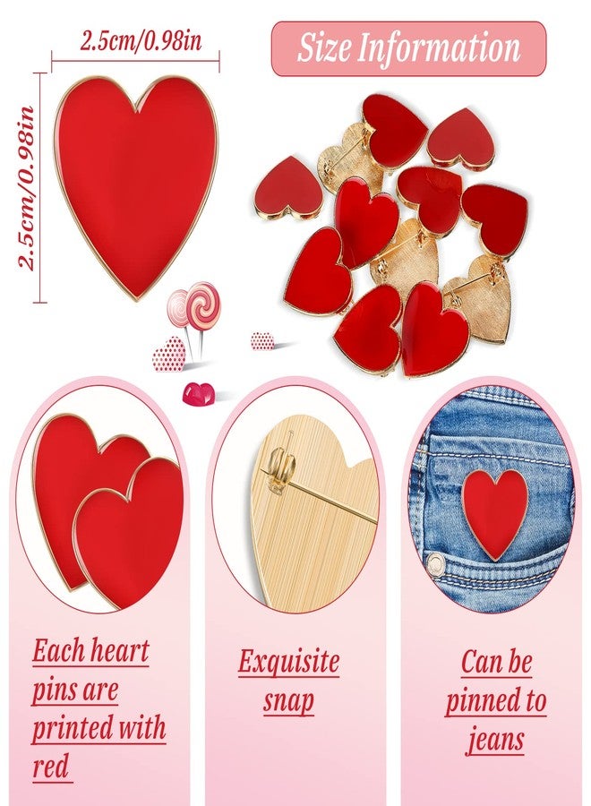 Waydress 24 Pieces Valentine Lapel Pin Red Heart Pin Women's Brooches for Valentine Anniversary - Image 2
