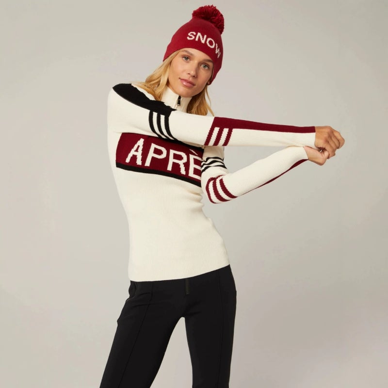Women's Half Zip High Neck Jacquard Knit Sweater - Image 1