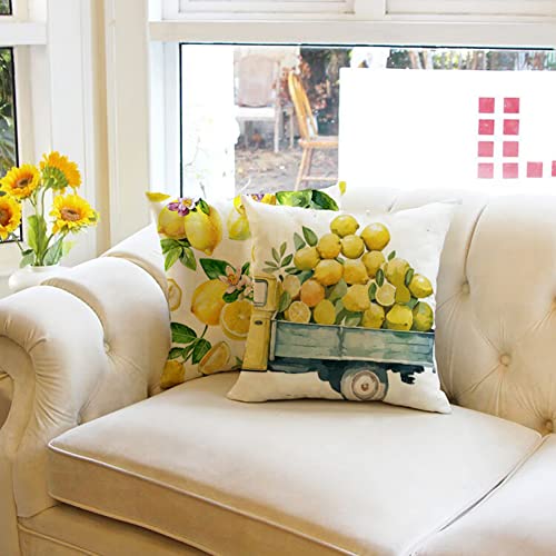 Ogiselestyle Watercolor Lemons Throw Pillow Covers, 18 x 18 Inch Yellow Summer Lemon Cushion Case for Sofa Couch Set of 4 - Image 4