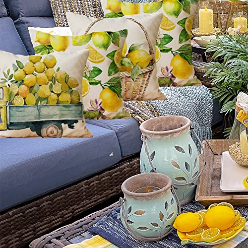 Ogiselestyle Watercolor Lemons Throw Pillow Covers, 18 x 18 Inch Yellow Summer Lemon Cushion Case for Sofa Couch Set of 4 - Image 5