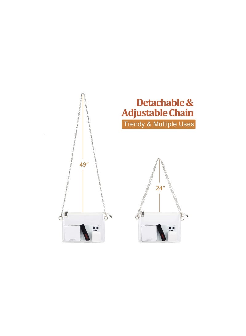 Zikra "Clear Purse for Women, Stadium Approved, Transparent Crossbody Bag for Concert Sports, Wedding, Prom, Graduation, for Phone, Keys, Lipstick, Cash, Sunglasses, Clutch Purse, Evening Bag(1 Pack) " - Image 3