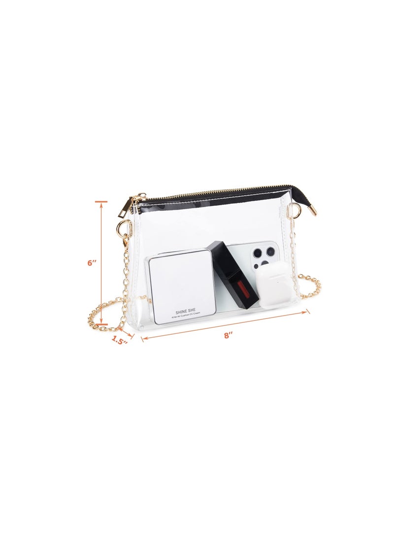 Zikra "Clear Purse for Women, Stadium Approved, Transparent Crossbody Bag for Concert Sports, Wedding, Prom, Graduation, for Phone, Keys, Lipstick, Cash, Sunglasses, Clutch Purse, Evening Bag(1 Pack) " - Image 2